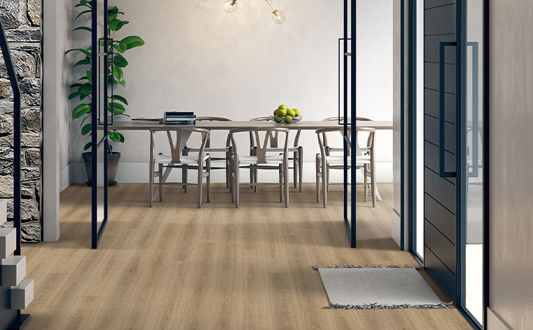 wood look laminate flooring in entryway